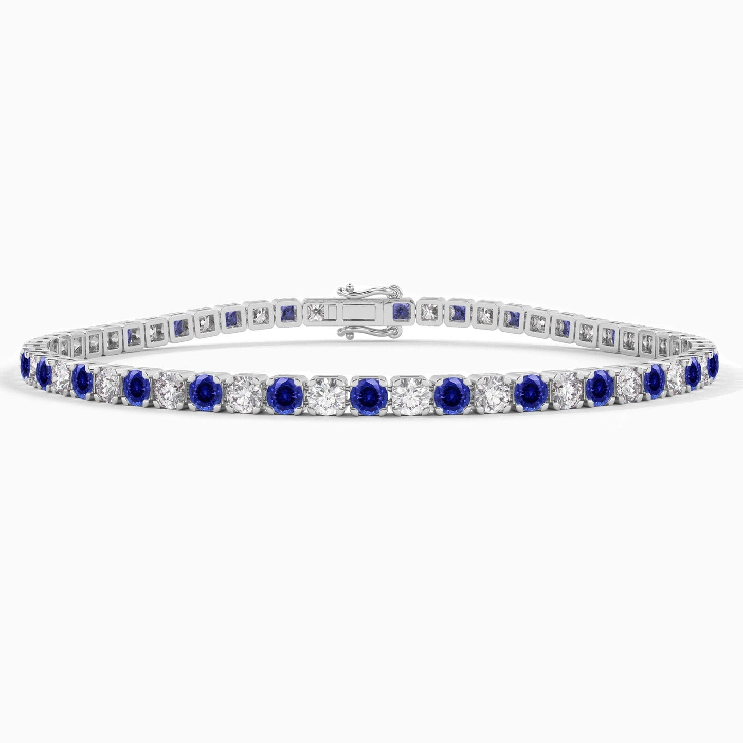 Blue Sapphire & Diamond Tennis Bracelet