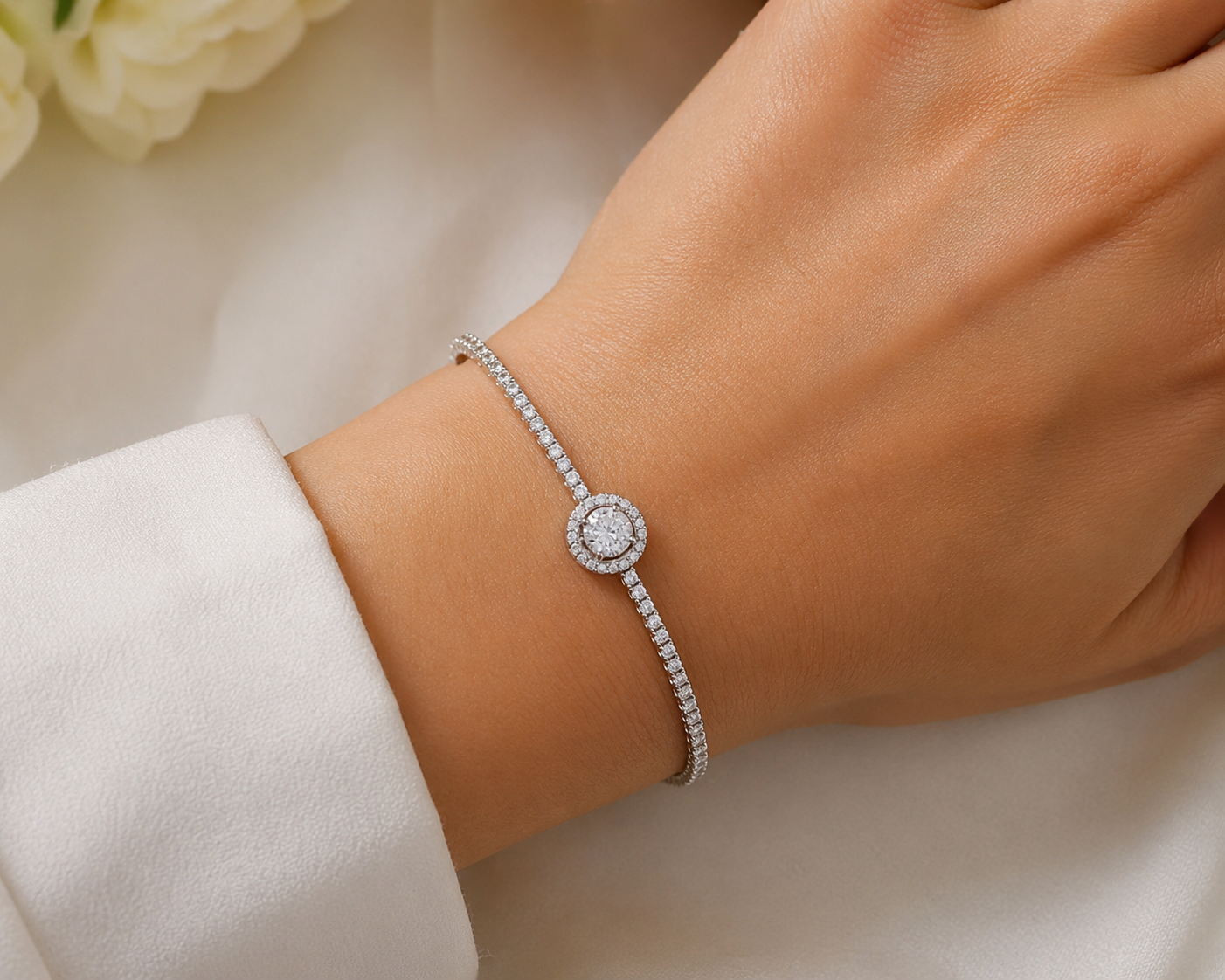 Halo Diamond Tennis Bracelet