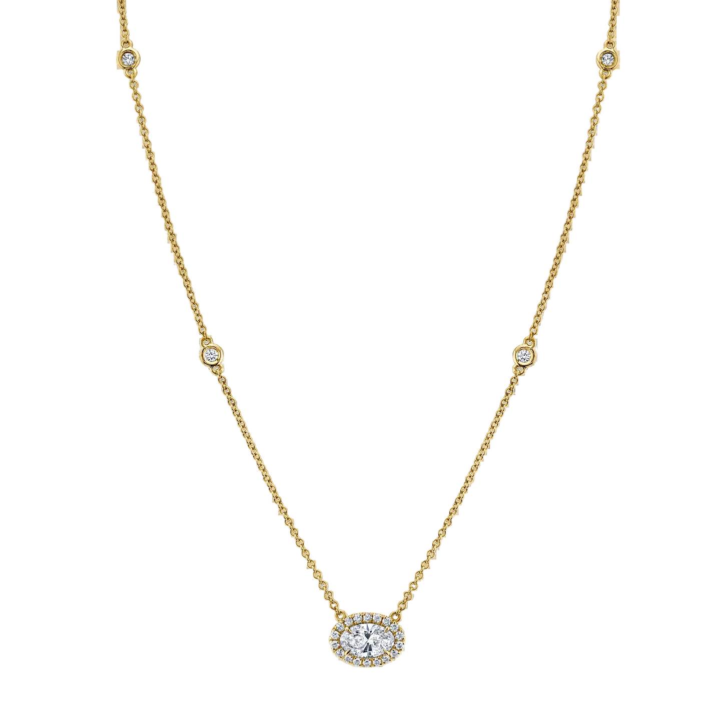 Diamond Halo Drop Necklace