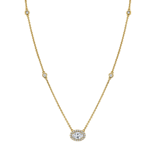 Diamond Halo Drop Necklace