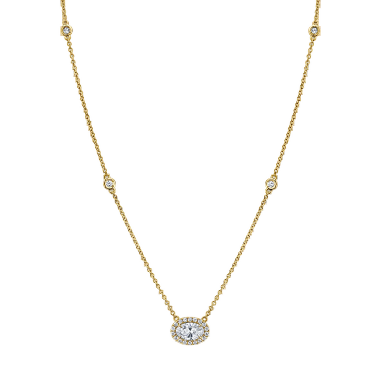 Diamond Halo Drop Necklace