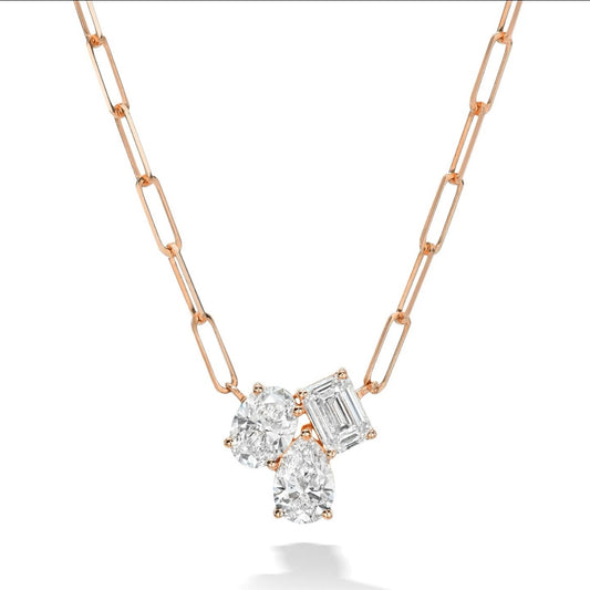 Three Diamond Pendant Necklace