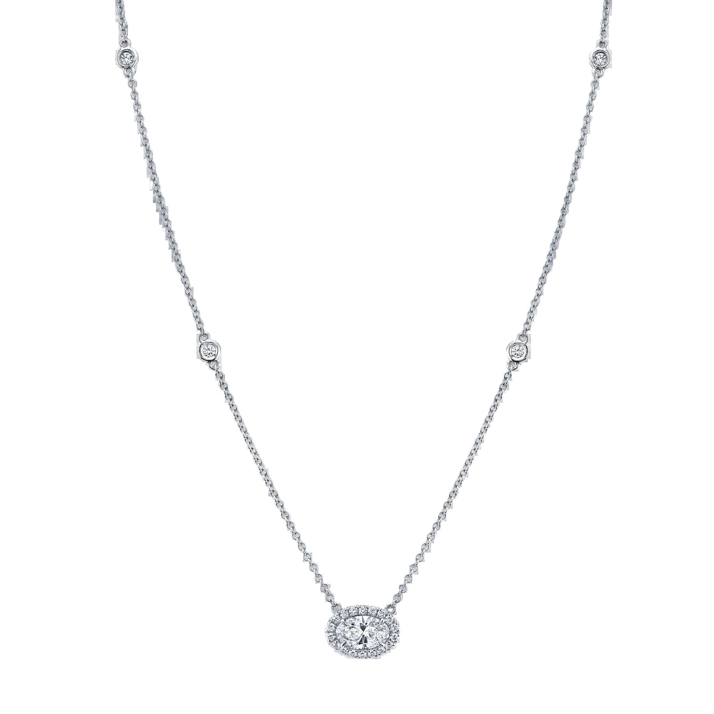 Diamond Halo Drop Necklace