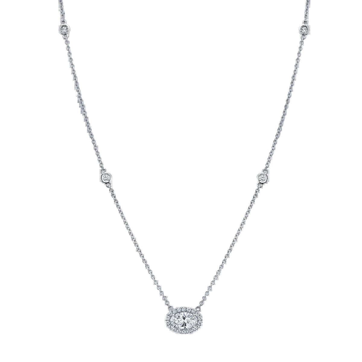 Diamond Halo Drop Necklace