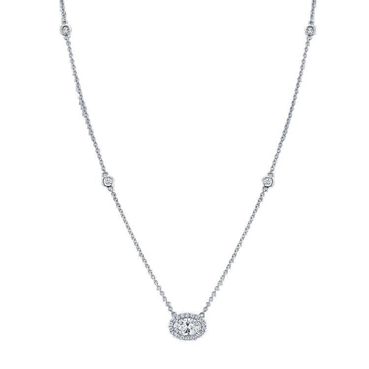 Diamond Halo Drop Necklace