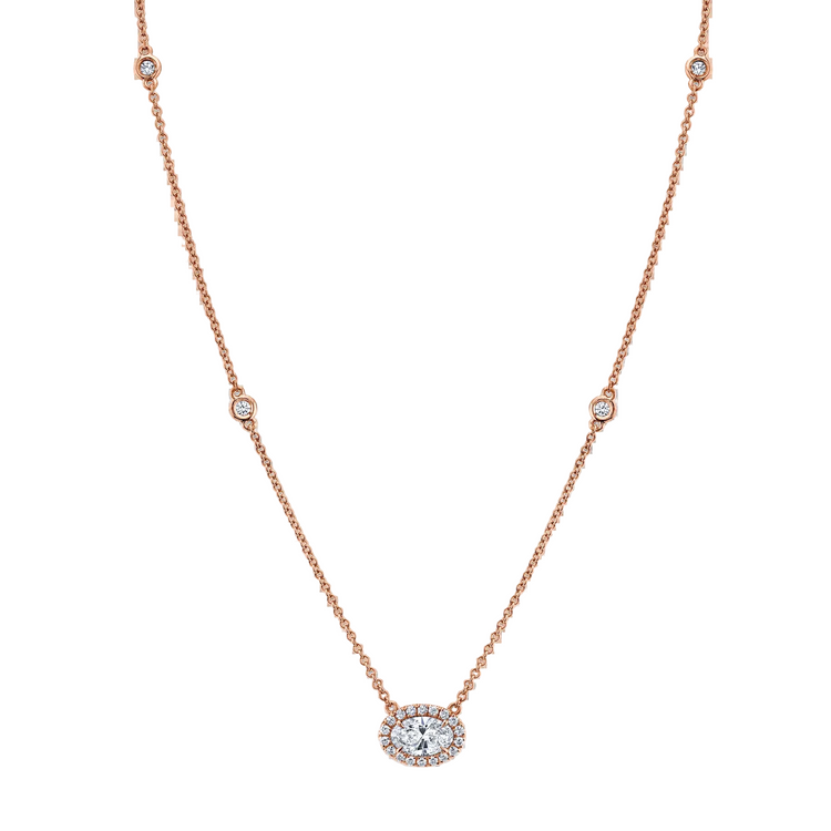 Diamond Halo Drop Necklace