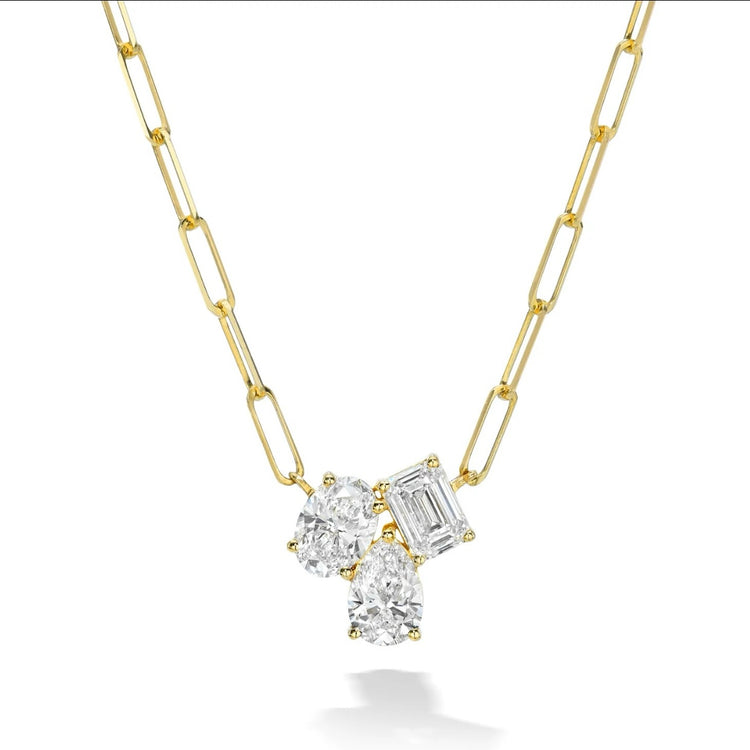 Three Diamond Pendant Necklace