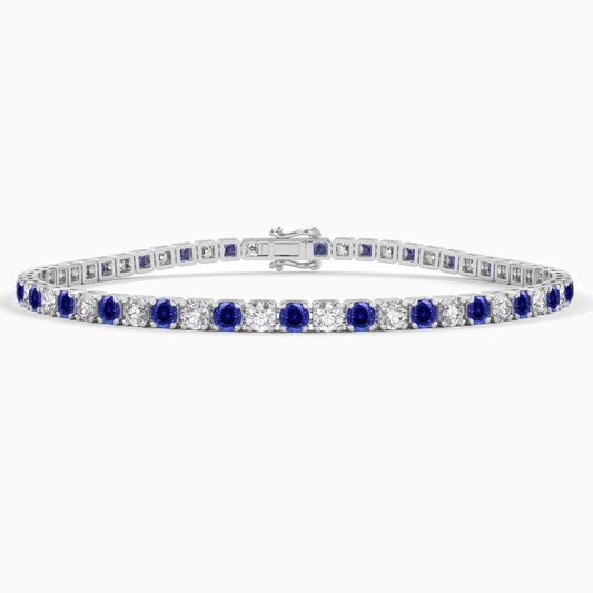Blue Sapphire & Diamond Tennis Bracelet