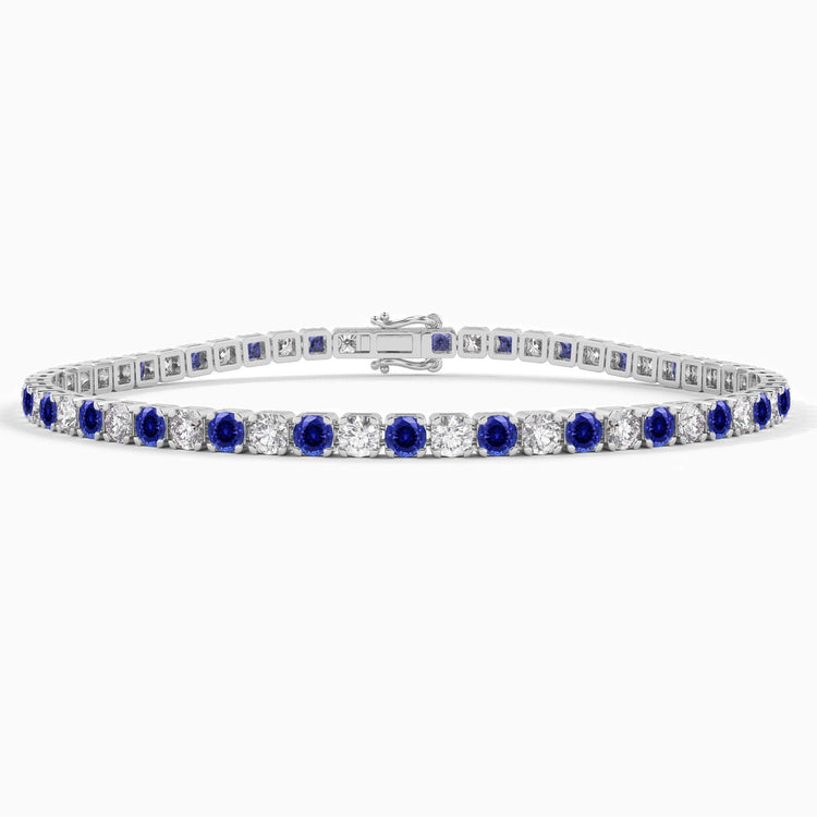 Blue Sapphire & Diamond Tennis Bracelet