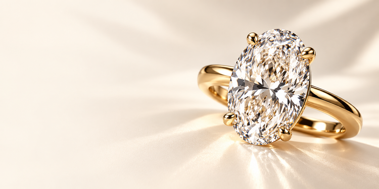 MV One oval lab-grown diamond solitaire ring in yellow gold